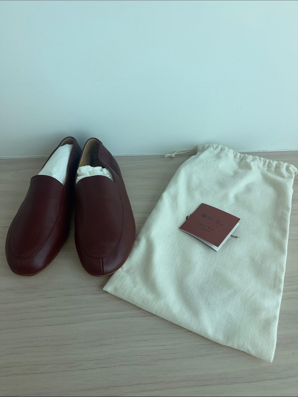 Loro Piana Women's Leather Slip-On Moccasins in Deep Burgundy